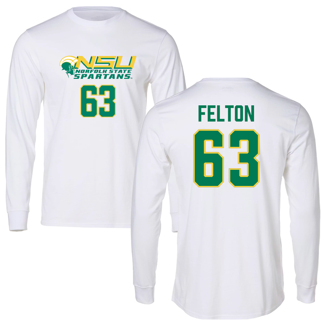 Norfolk State University Football White Long Sleeve - #63 Marselle Felton