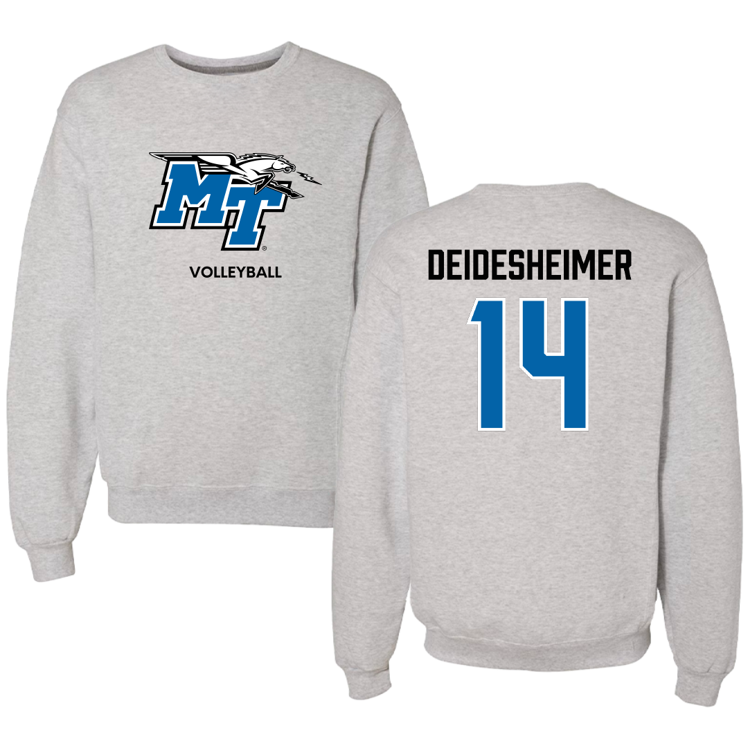 Middle Tennessee State University Volleyball (W) Light Gray Crewneck - #14 Payton Deidesheimer