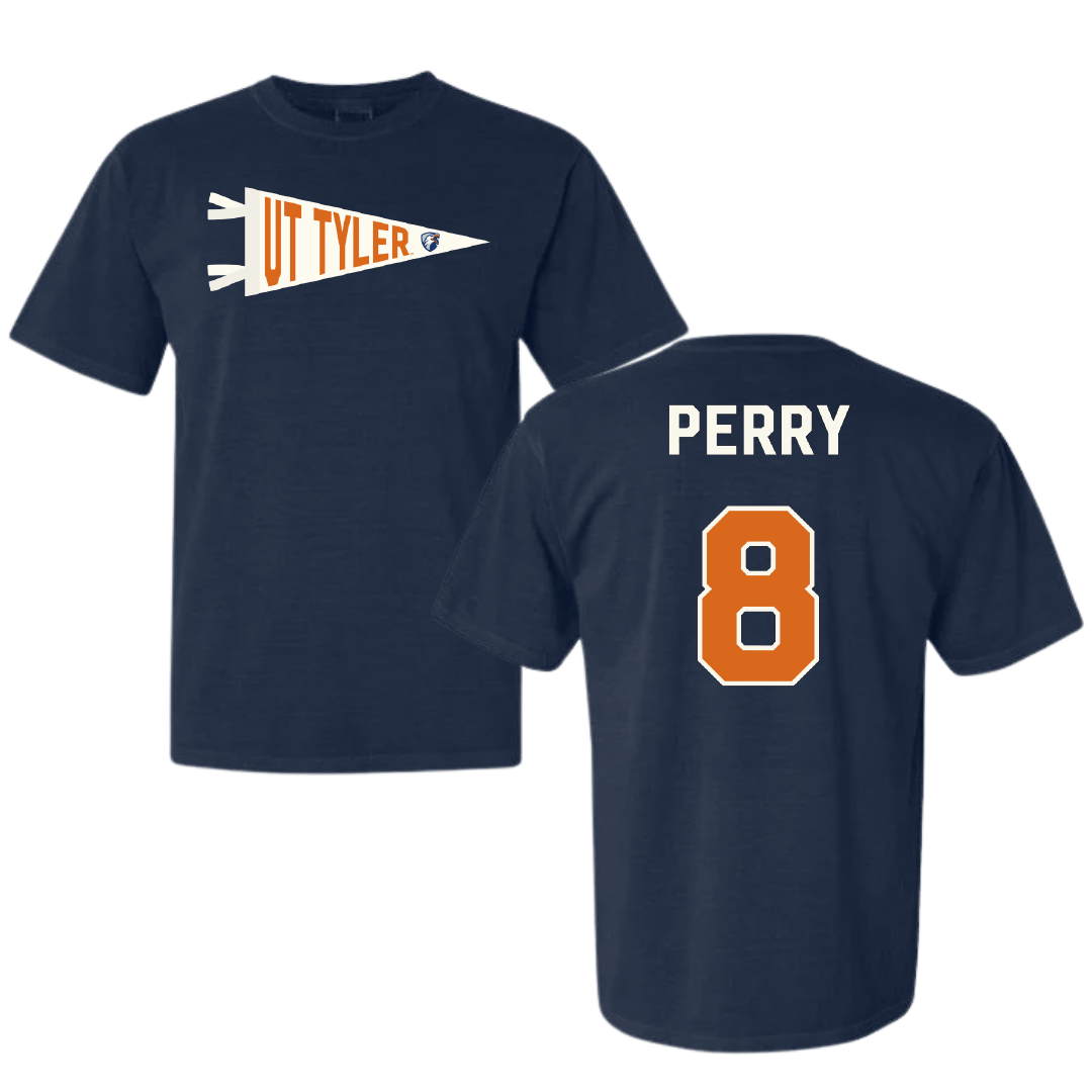 The University of Texas at Tyler Volleyball Navy Pennant Comfort Colors Tee - #8 Autumn Perry
