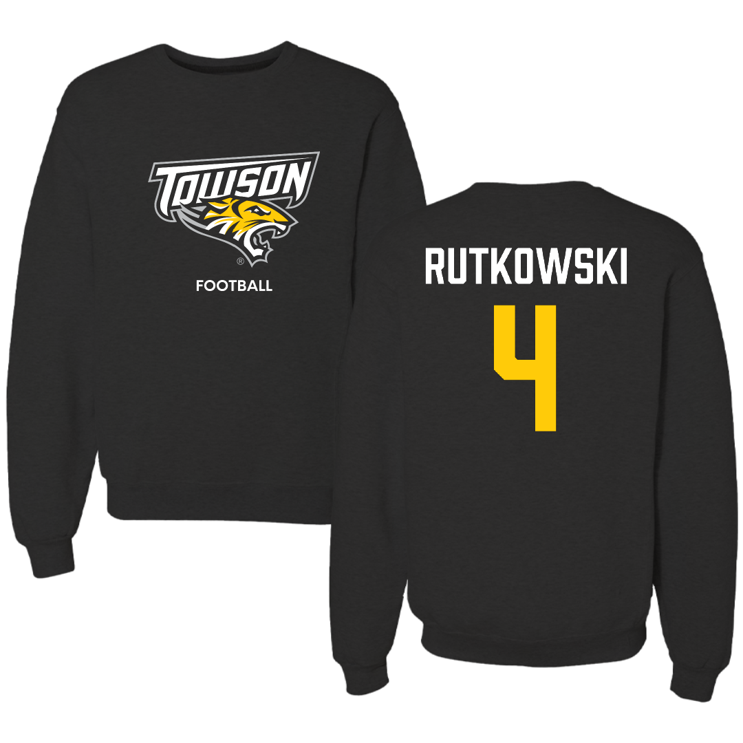 Towson University Football Black Crewneck - #4 Evan Rutkowski