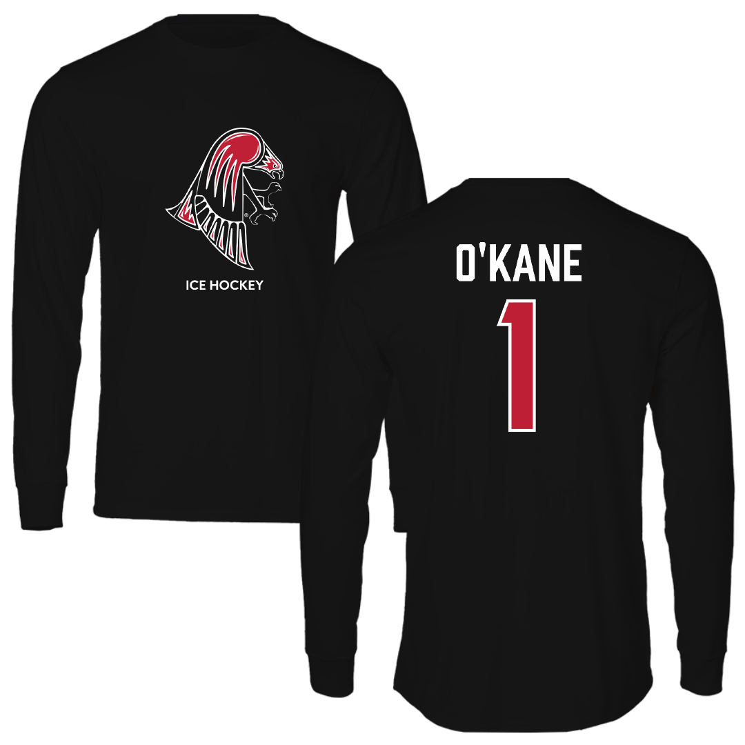 University of Wisconsin-River Falls Ice Hockey (W) Black Mascot Performance Long Sleeve - #1 Jordan O'Kane