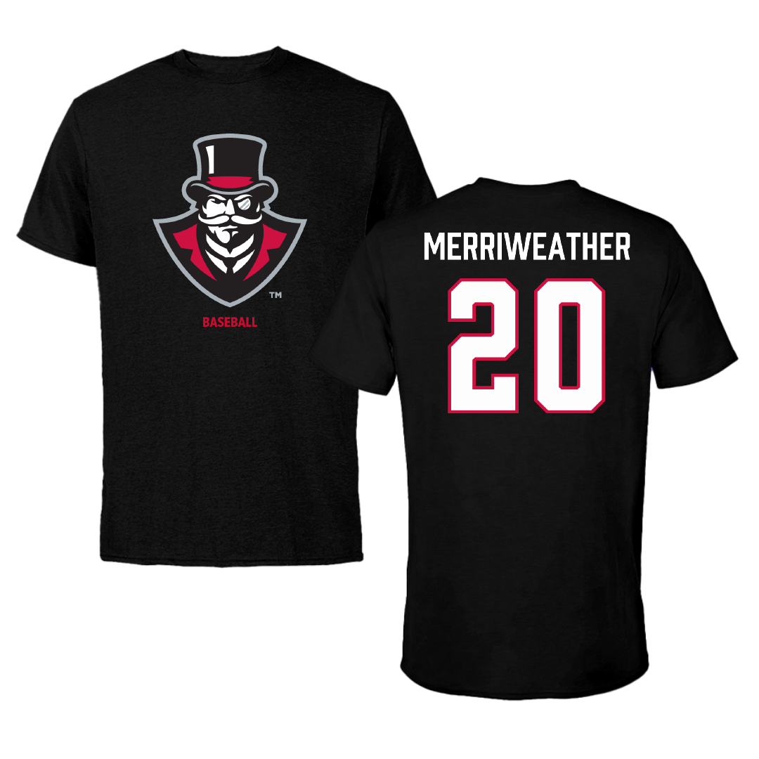 Austin Peay State University Baseball Black Tee - #20 DJ Merriweather