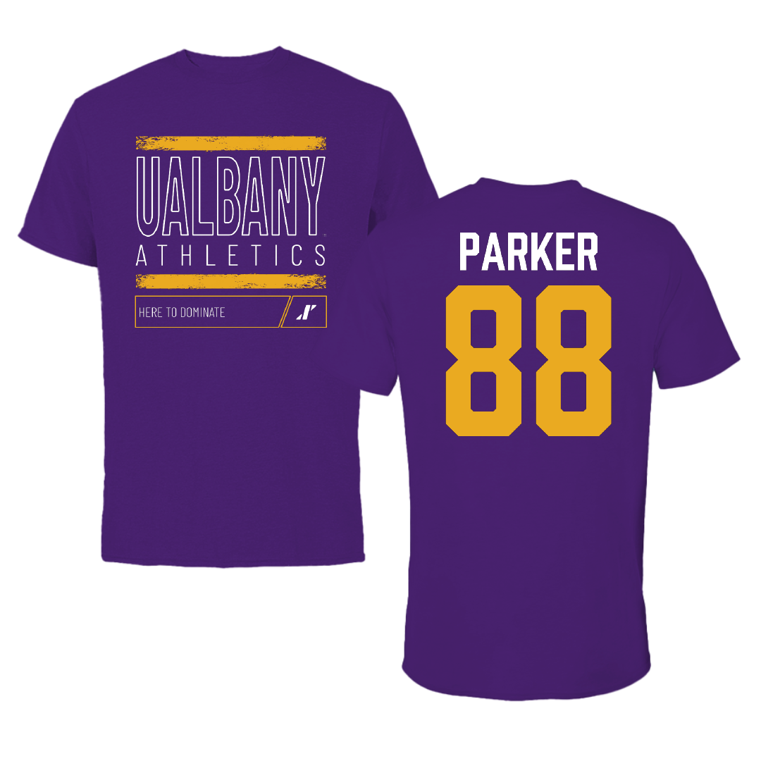 University at Albany Football Purple Dominate Tee - #88 Chad Parker