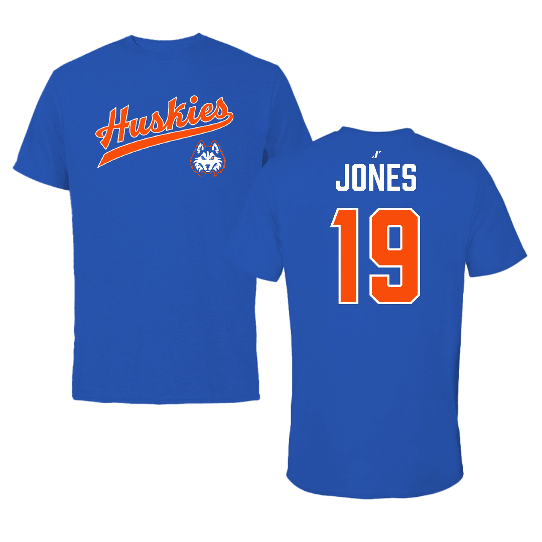 Houston Christian University Football Blue General Performance Tee - #19 Zion Jones