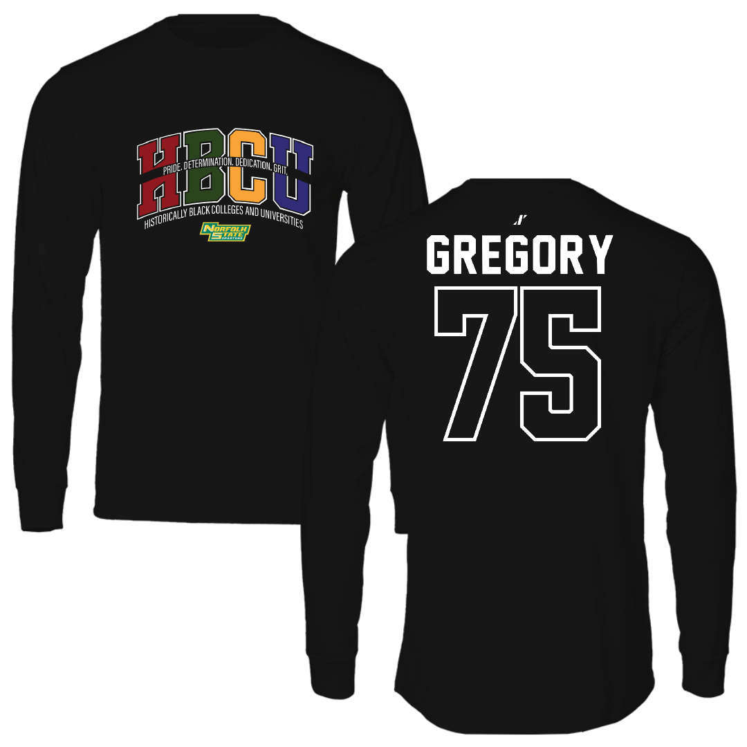 Norfolk State University Football Black HBCU Long Sleeve - #75 Evan Gregory