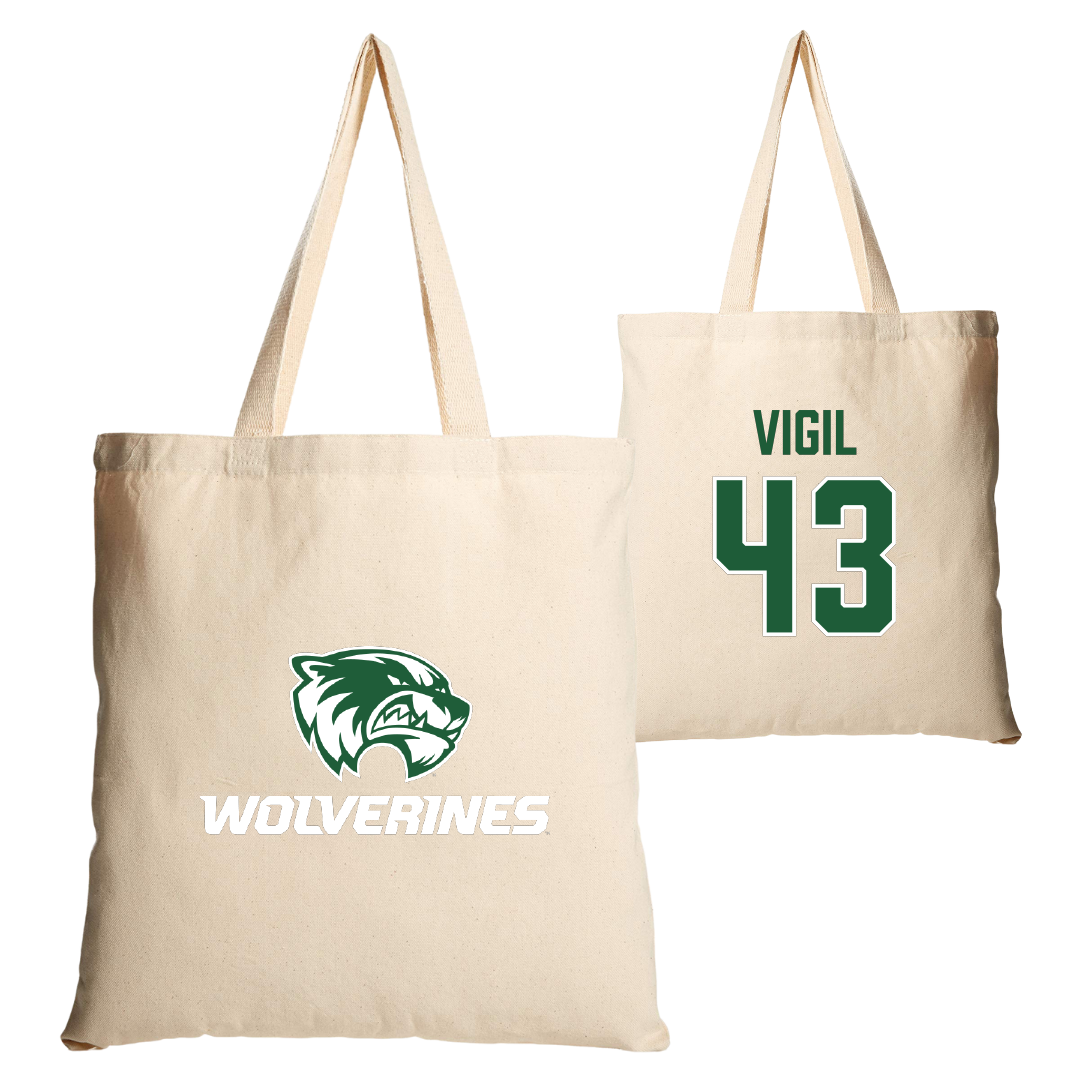 Utah Valley University Baseball Tan Canvas Tote Bag - #43 Jordan Vigil