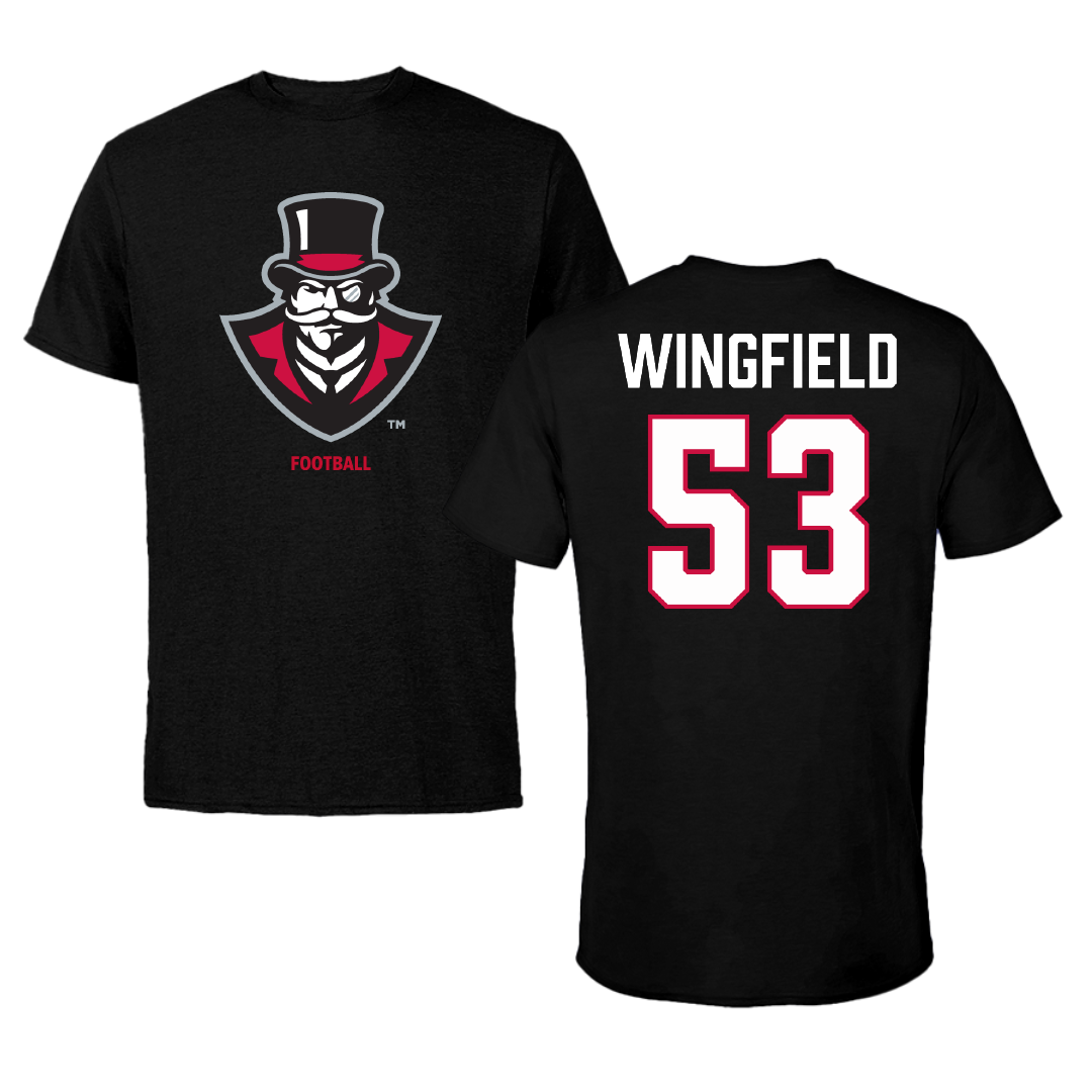 Austin Peay State University Football Black Performance Tee - #53 Christian Wingfield
