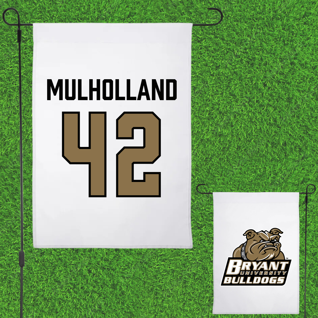 Bryant University Baseball White Garden Flag - #42 Billy Mulholland