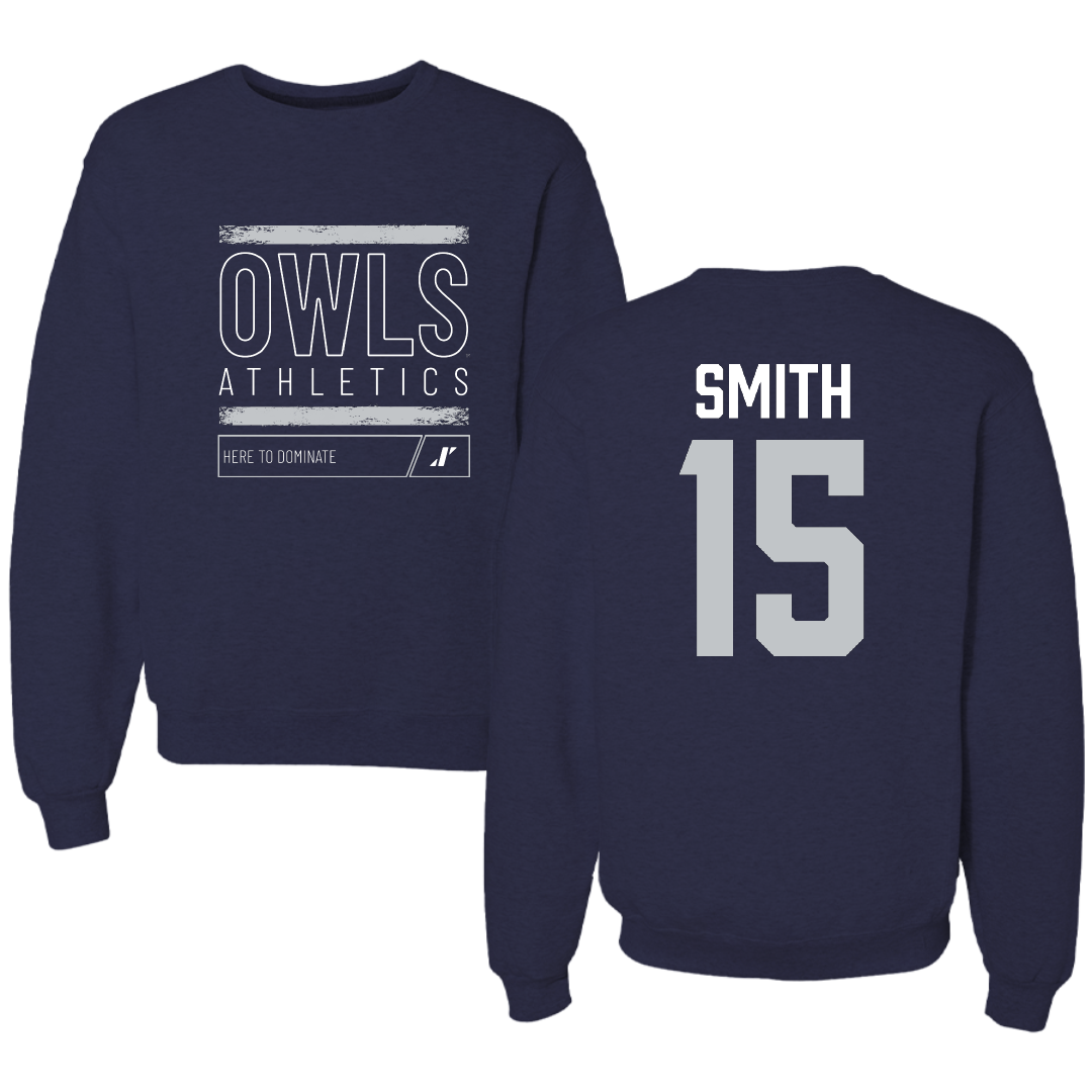 Rice University Baseball Navy Dominate Crewneck - #15 Luke Smith