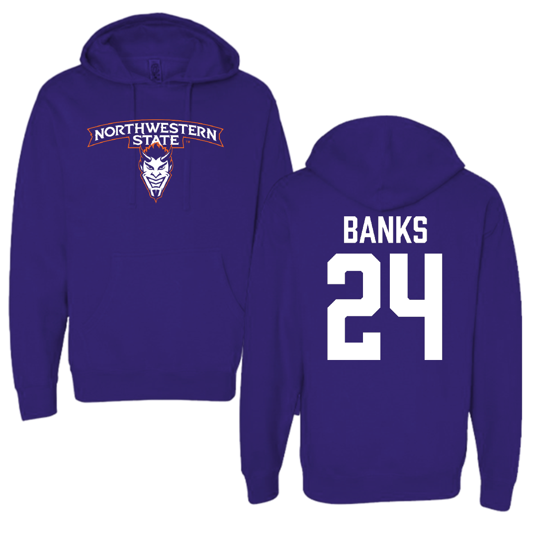 Northwestern State University Football Purple Hoodie - #24 Brian Banks