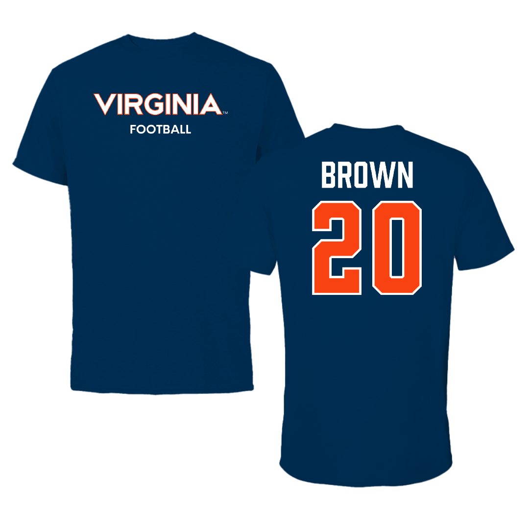 University of Virginia Football Navy Performance Tee - #20 Xavier Brown