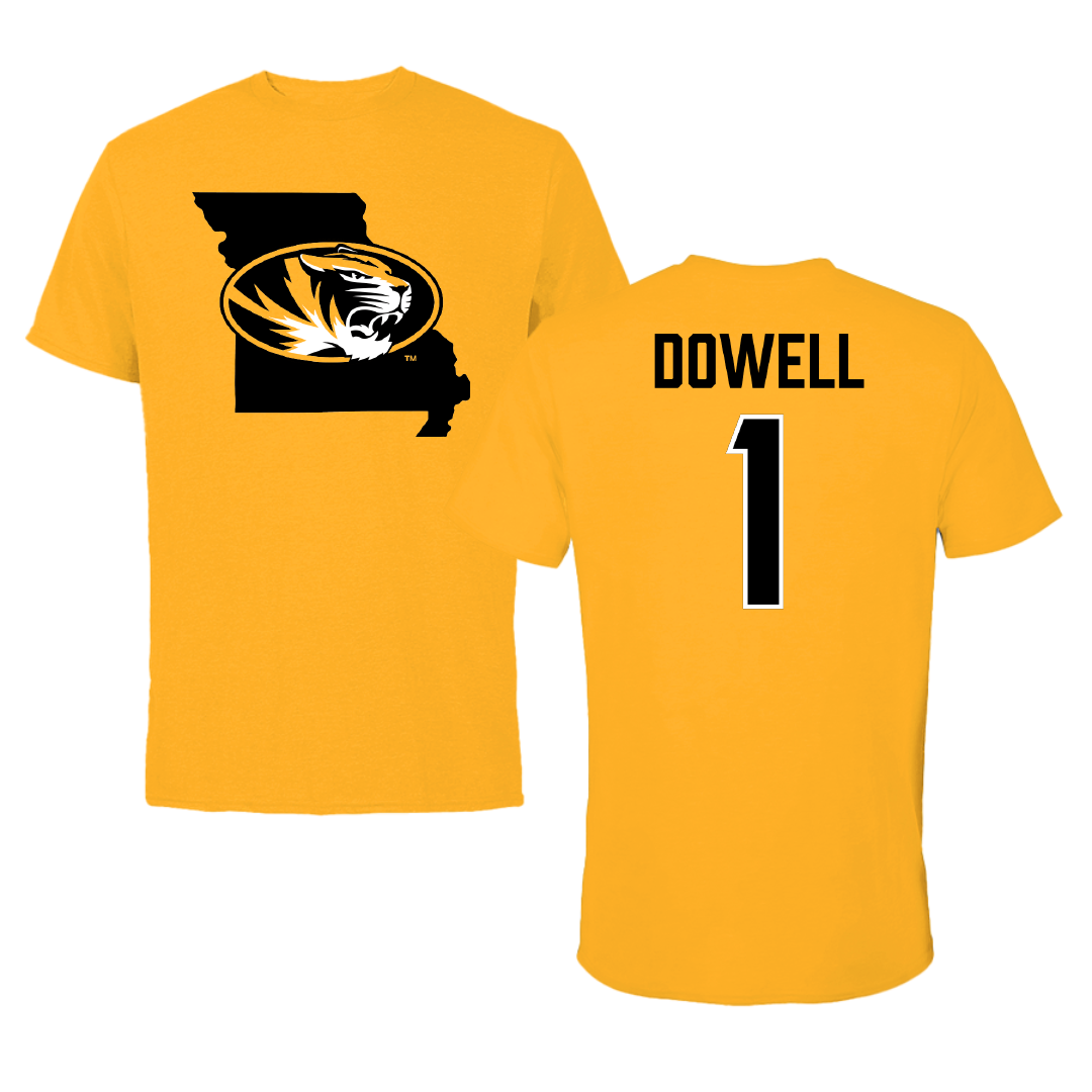 University of Missouri Basketball Gold State Tee - #1 Shannon Dowell