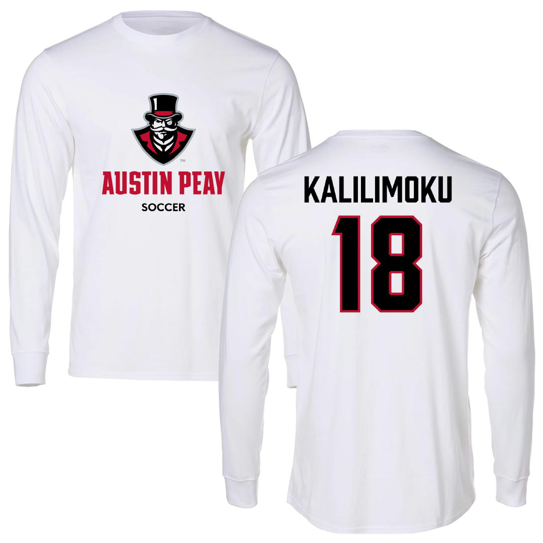 Austin Peay State University Soccer (W) White Long Sleeve - #18 Zoey Kalilimoku