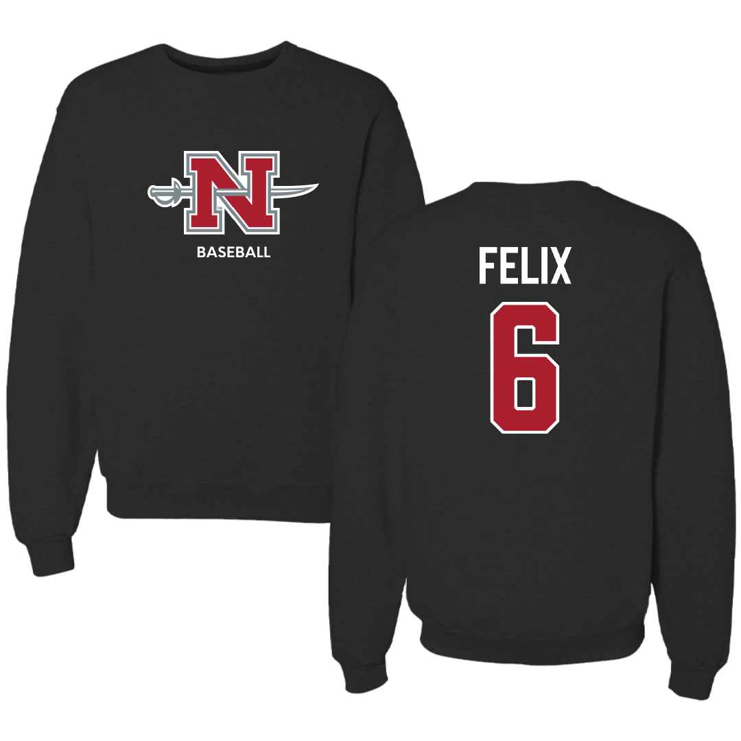 Nicholls State University Baseball Black Mascot Crewneck - #6 Garrett Felix