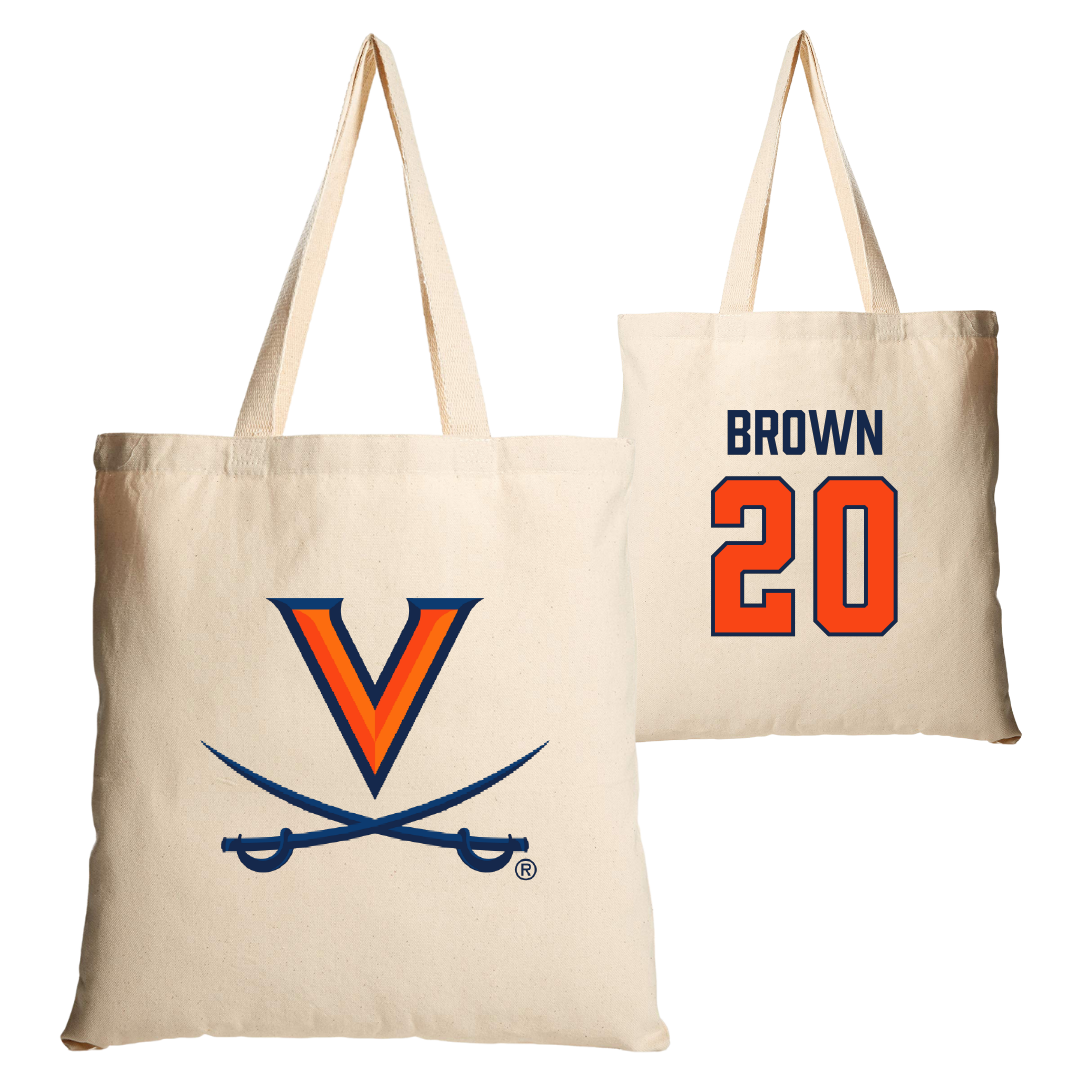 University of Virginia Football Tan Canvas Tote Bag - #20 Xavier Brown