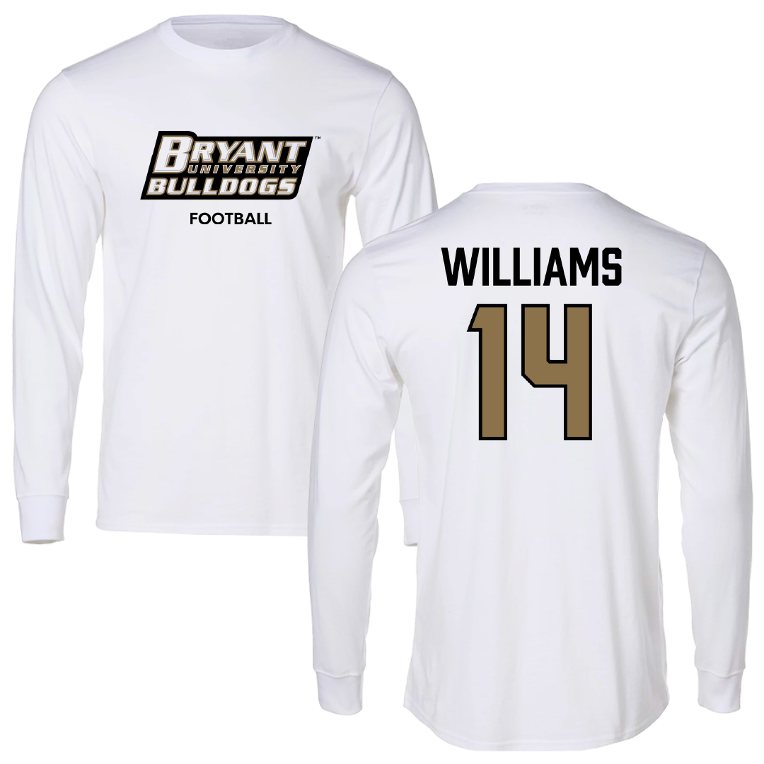 Bryant University Football White Performance Long Sleeve - #14 Ryan Williams
