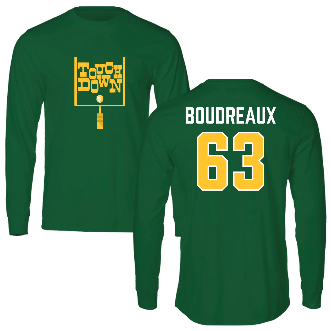 Southeastern Louisiana University Football Green Touchdown Performance Long Sleeve - #63 Corin Boudreaux