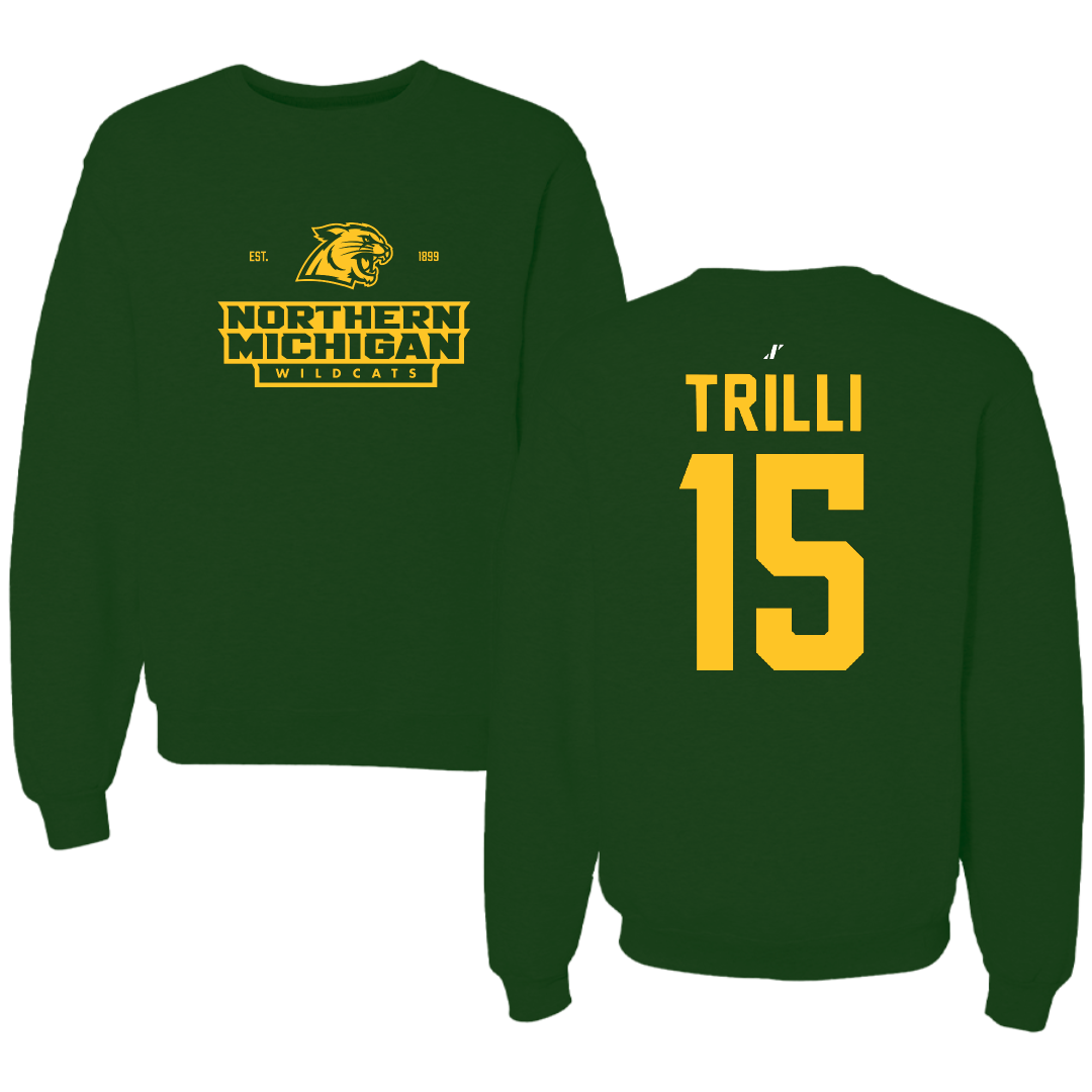 Northern Michigan University Basketball Forest Green General Crewneck - #15 Brandon Trilli