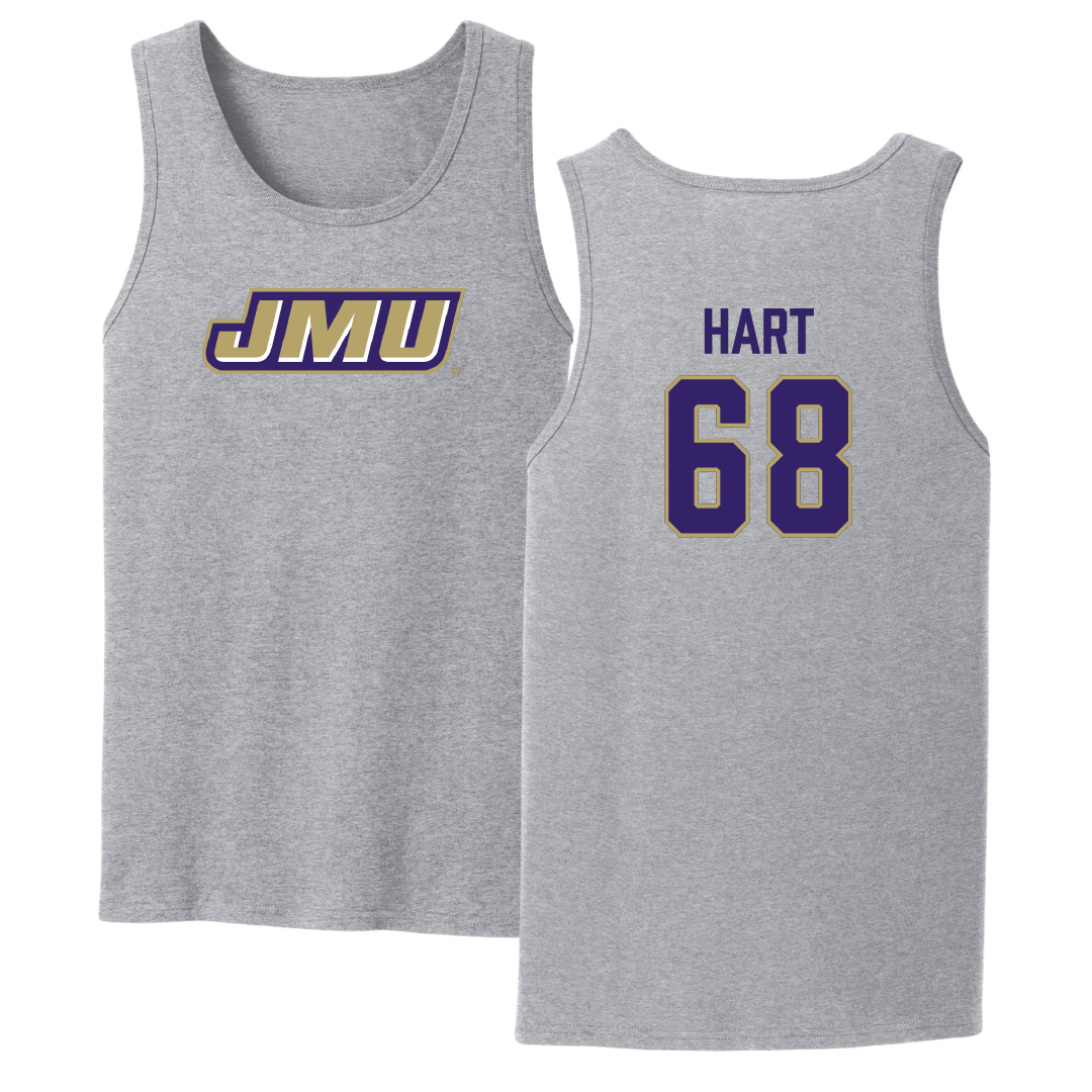 James Madison University Football Sport Gray Tank Top - #68 Griffin Hart