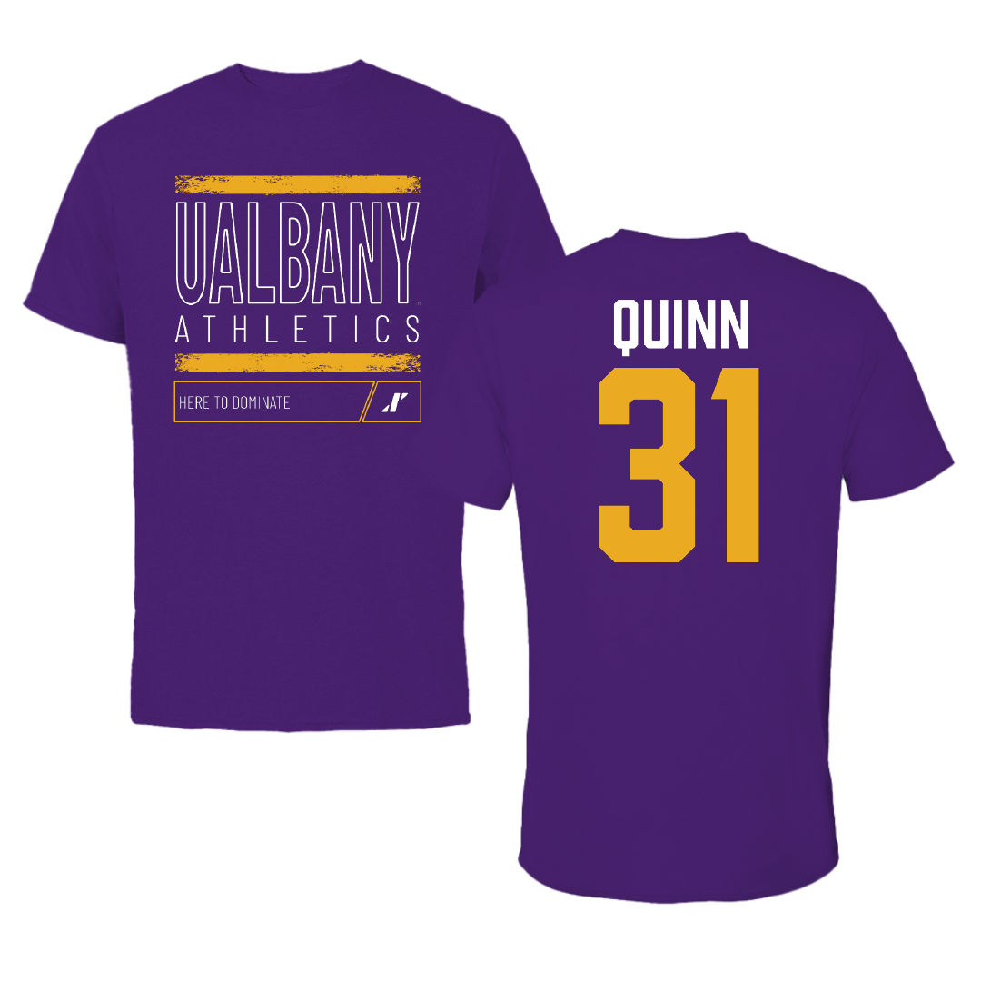 University at Albany Baseball Purple Dominate Performance Tee - #31 Thomas Quinn