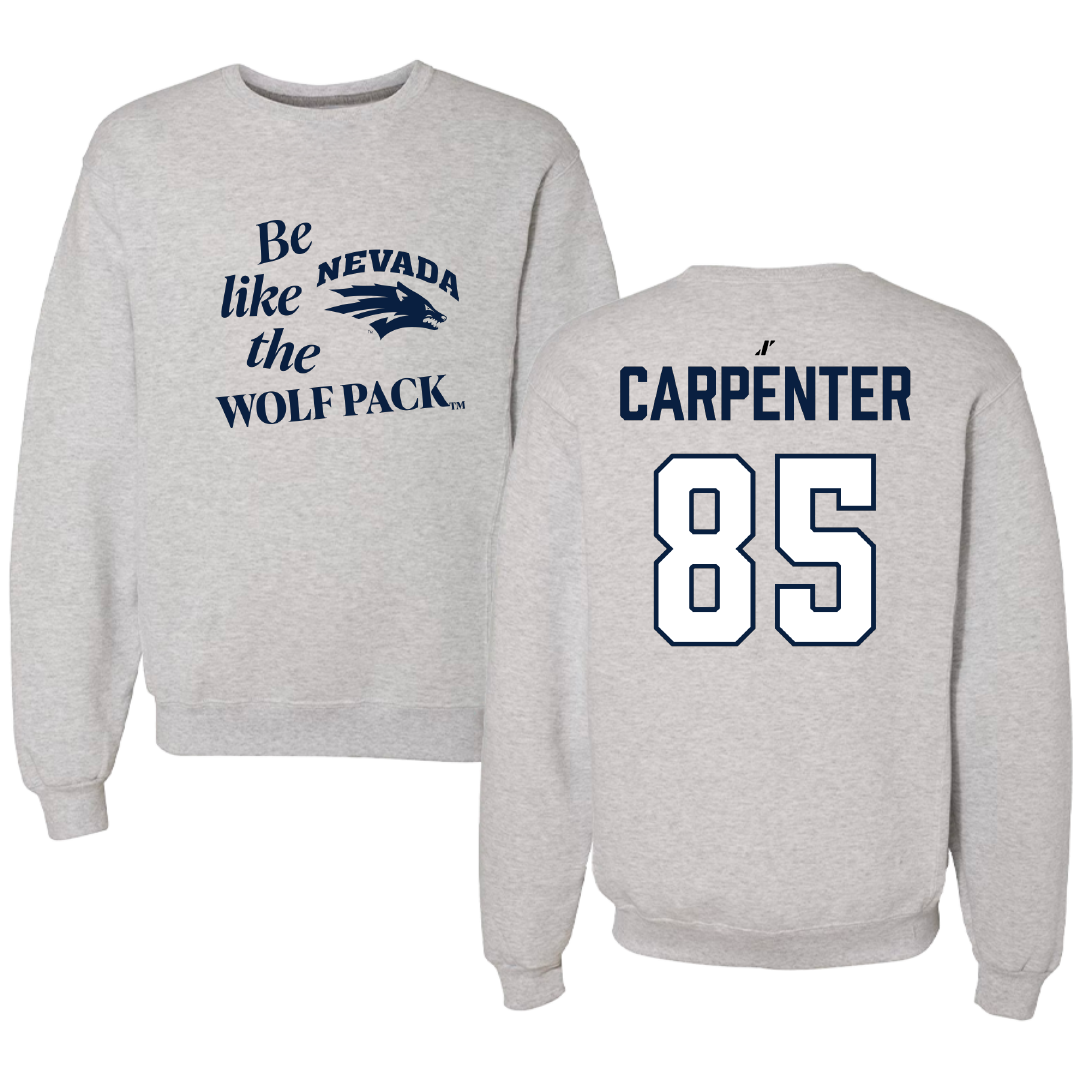 University of Nevada Football Light Gray Be Like Us Crewneck - #85 Jett Carpenter