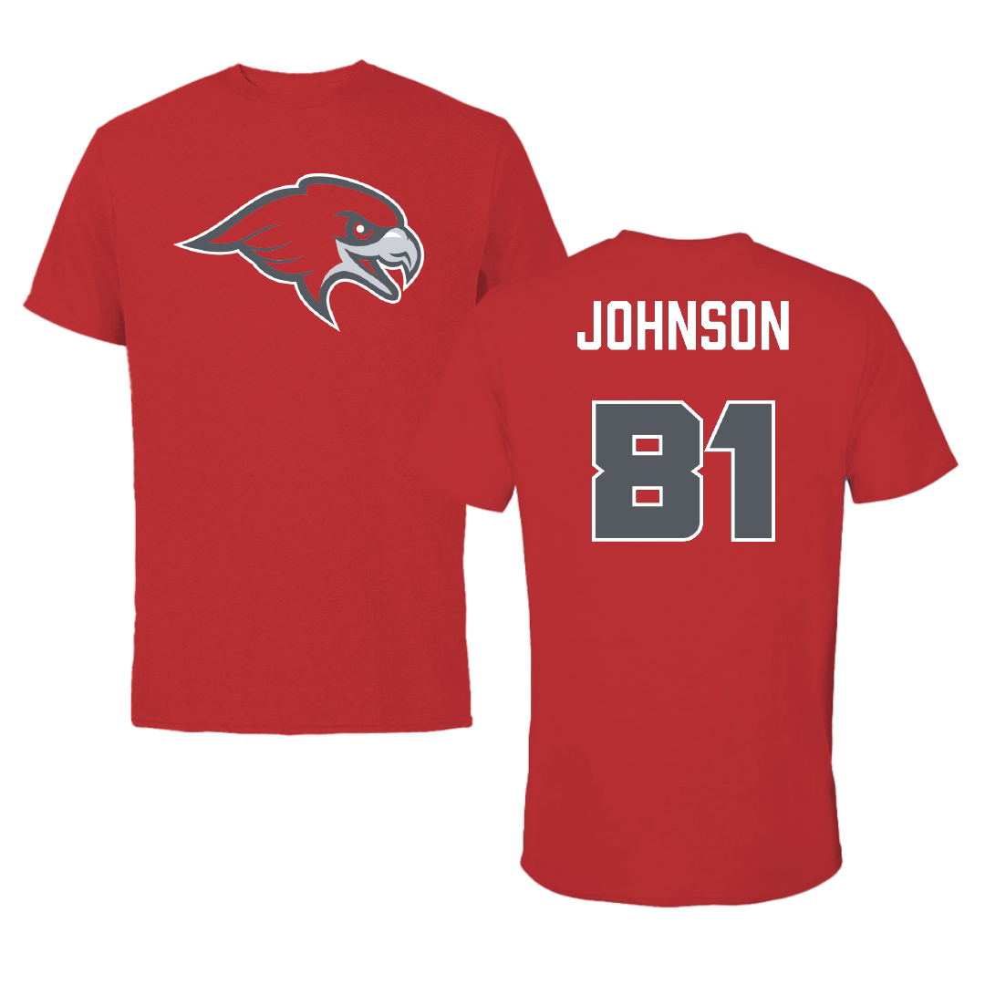 Montclair State University Football Red Tee - #81 Brandon Johnson