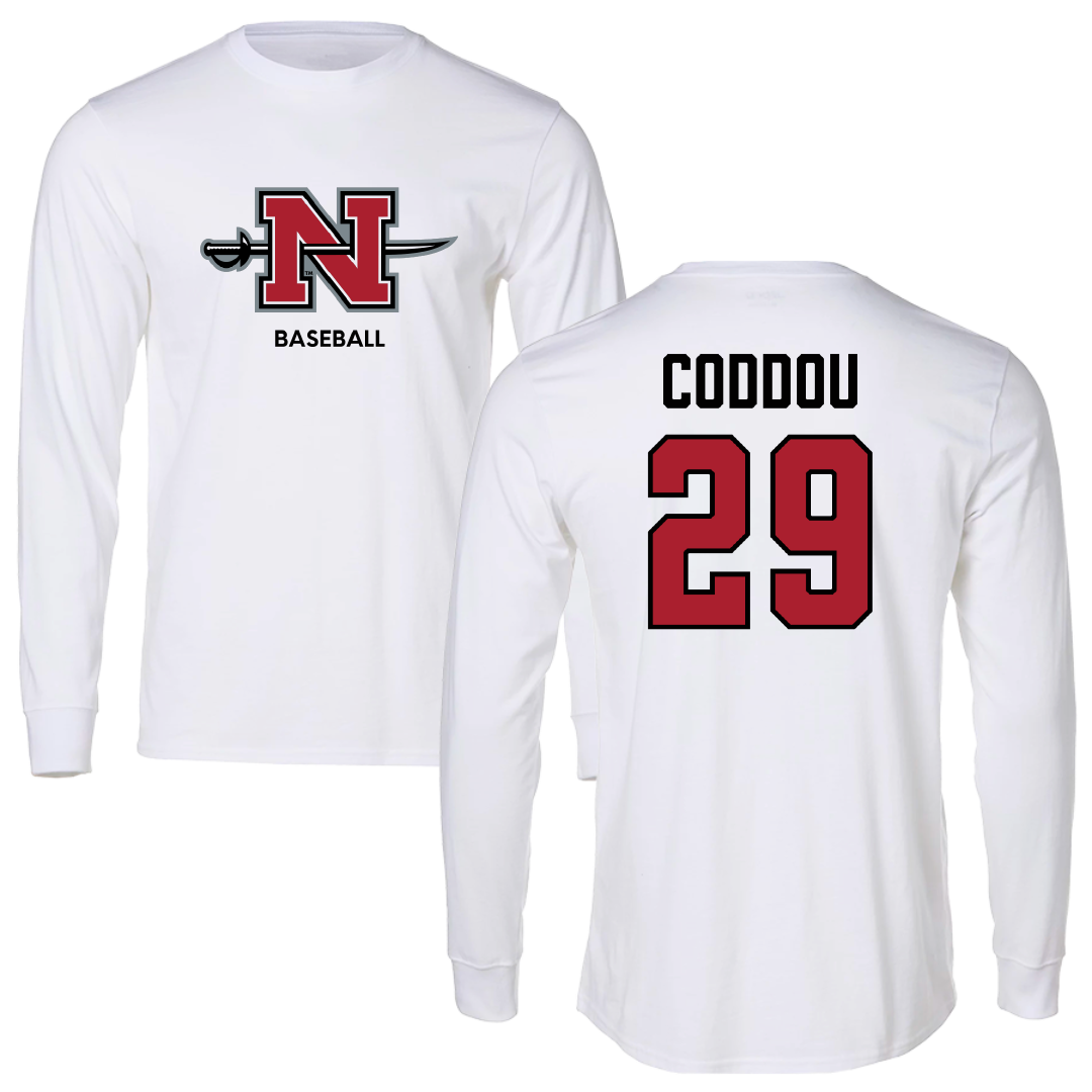Nicholls State University Baseball White Performance Long Sleeve - #29 Parker Coddou