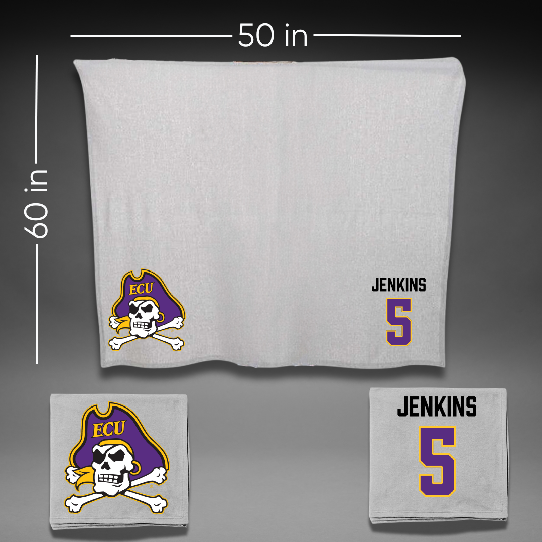 East Carolina University Football Gray Blanket - #5 Parker Jenkins