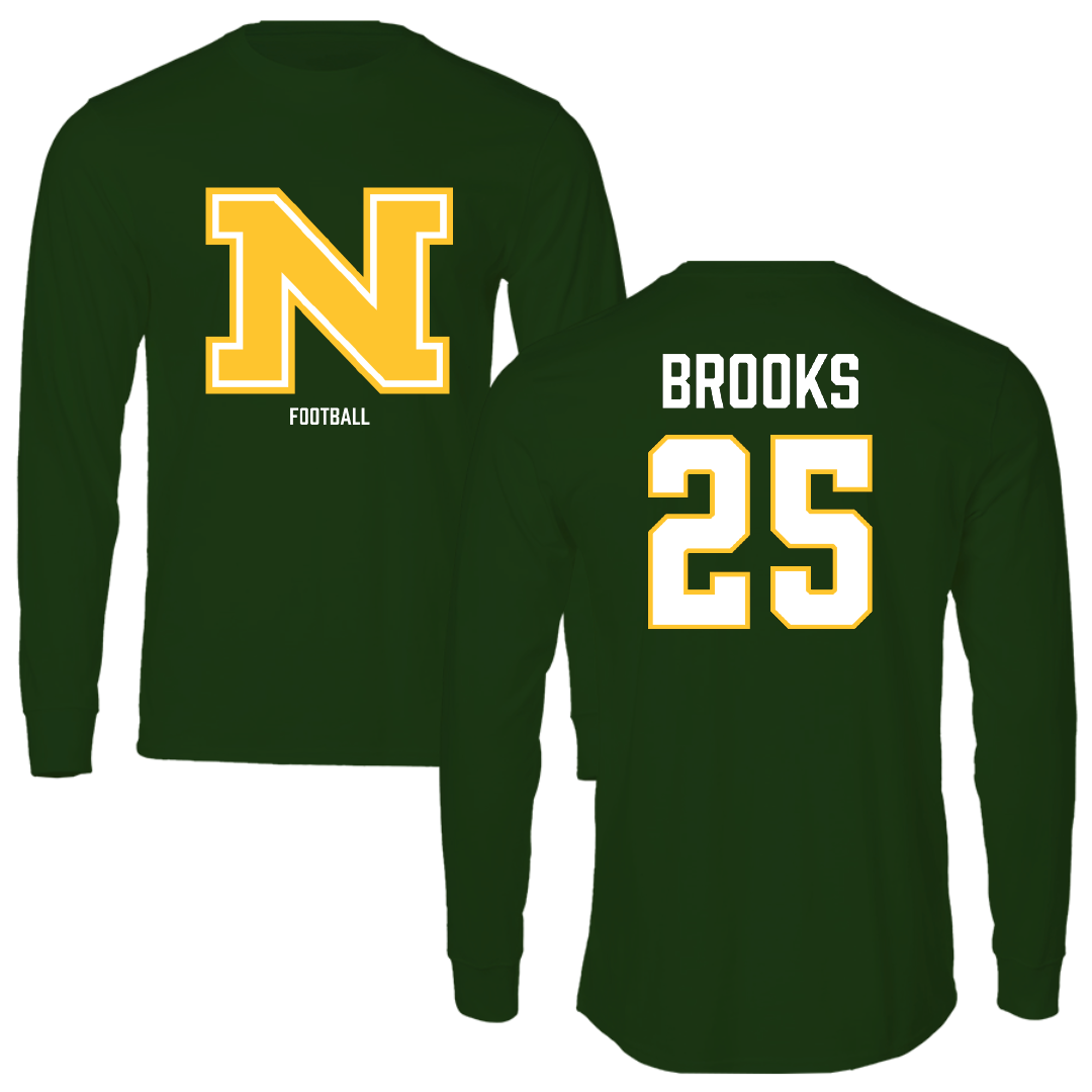Northern Michigan University Football Forest Green Performance Long Sleeve - #25 Davion Brooks