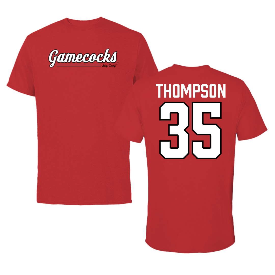 Jacksonville State University Football Red General Tee - #35 Aidan Thompson