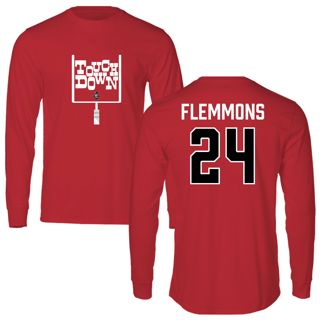 Austin Peay State University Football Red Touchdown Long Sleeve - #24 Jeremiah Flemmons