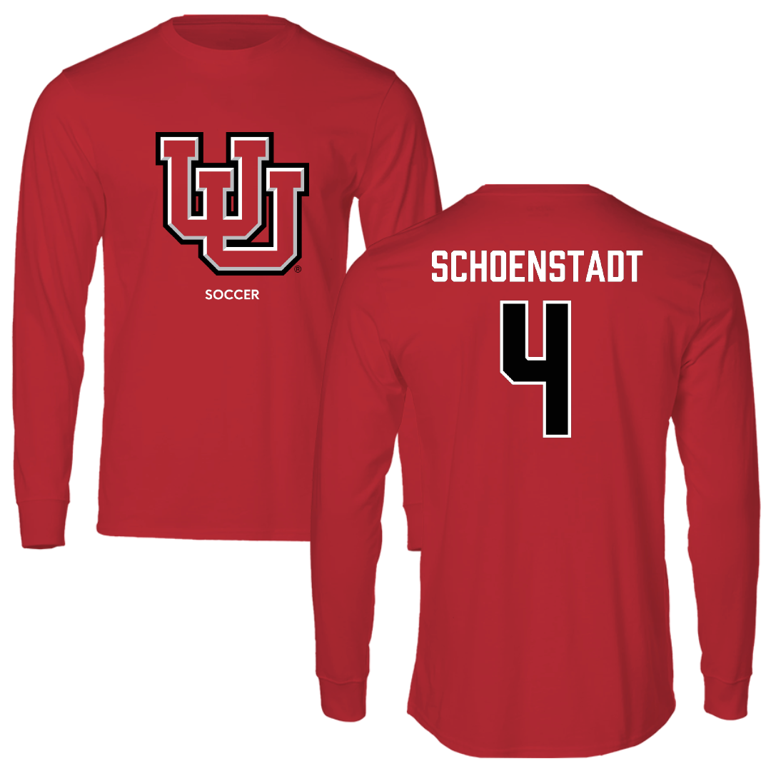 University of Utah Soccer (W) Red Block Long Sleeve - #4 Alex Schoenstadt
