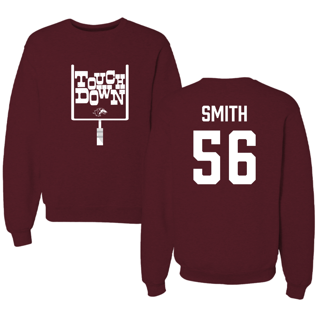 Southern Illinois University at Carbondale Football Maroon Touchdown Crewneck - #56 Carmelo Smith