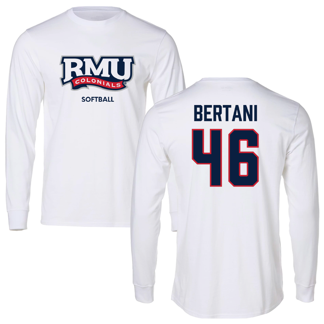 Robert Morris University Softball White Mascot Long Sleeve - #46 Bailee Bertani