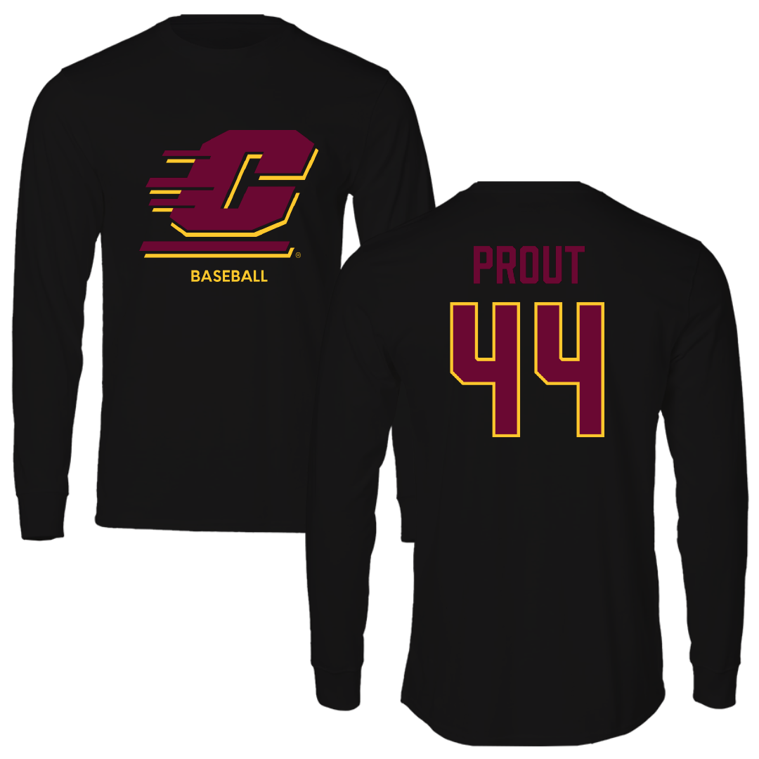 Central Michigan University Baseball Black Performance Long Sleeve - #44 Cole Prout