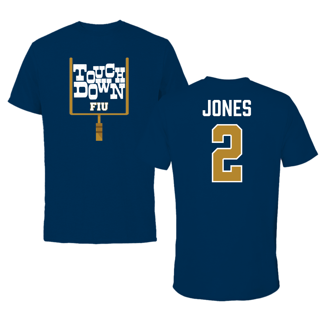 Florida International University Football Navy Touchdown Performance Tee - #2 Amari Jones