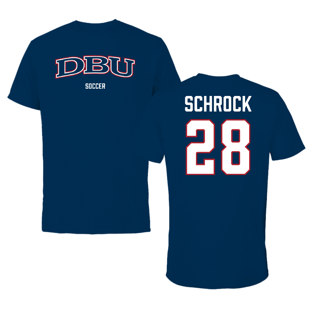 Dallas Baptist University Soccer (W) Navy Performance Tee - #28 Sophia Schrock