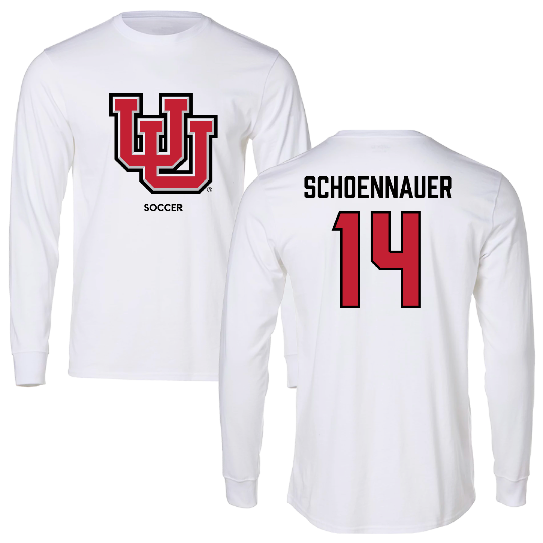 University of Utah Soccer (W) White Block Long Sleeve - #14 Kennedy Schoennauer