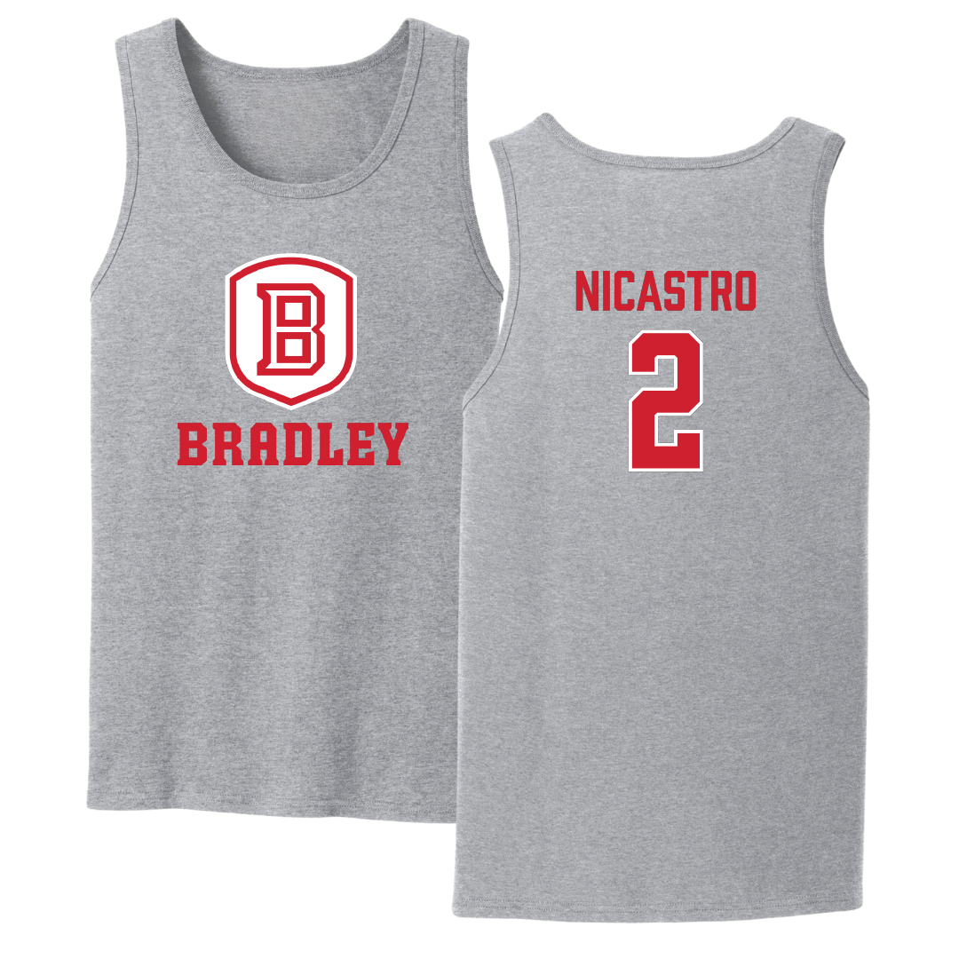 Bradley University Soccer Sport Gray Tank Top - #2 Alex Nicastro