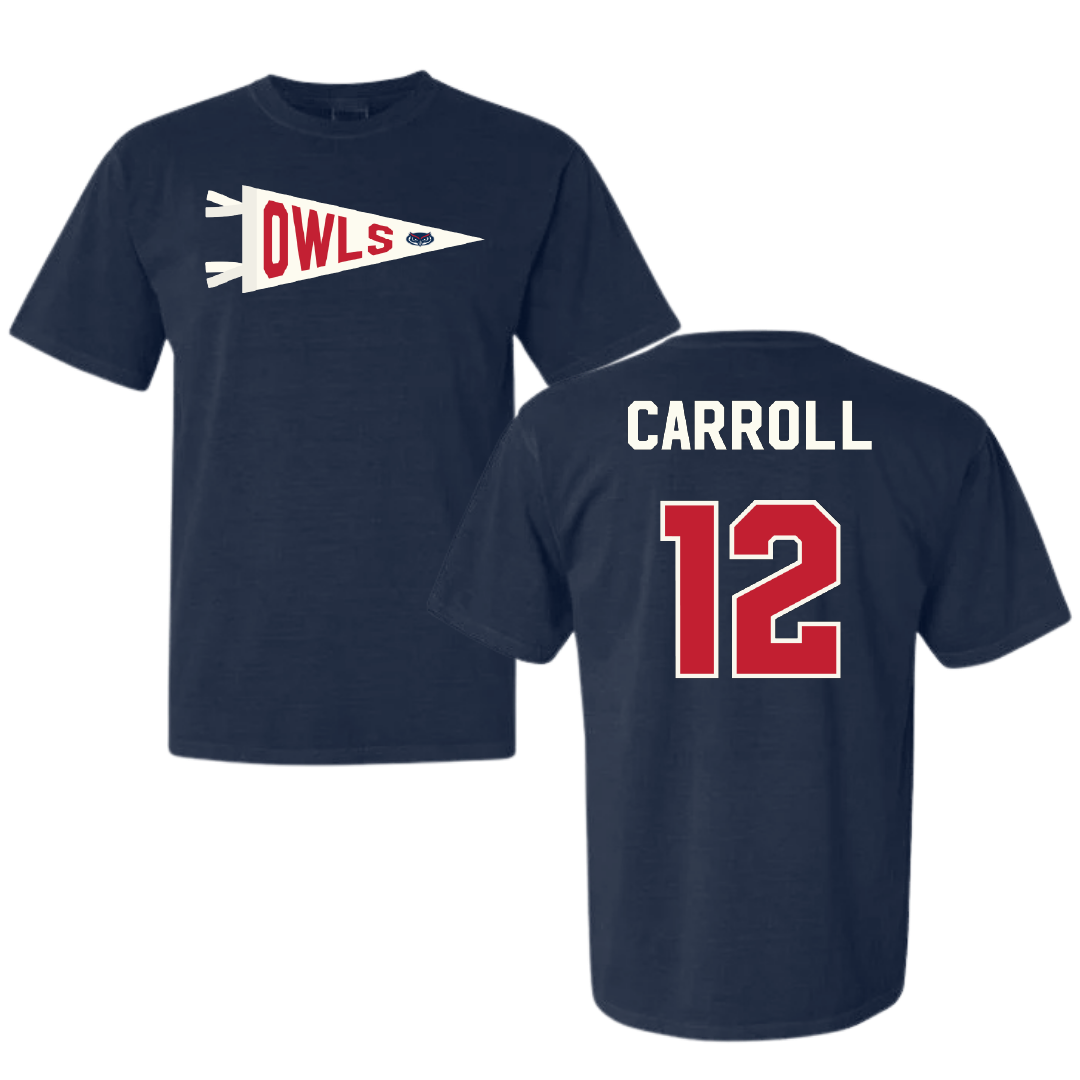 Florida Atlantic University Basketball Navy Pennant Comfort Colors Tee - #12 Tre Carroll