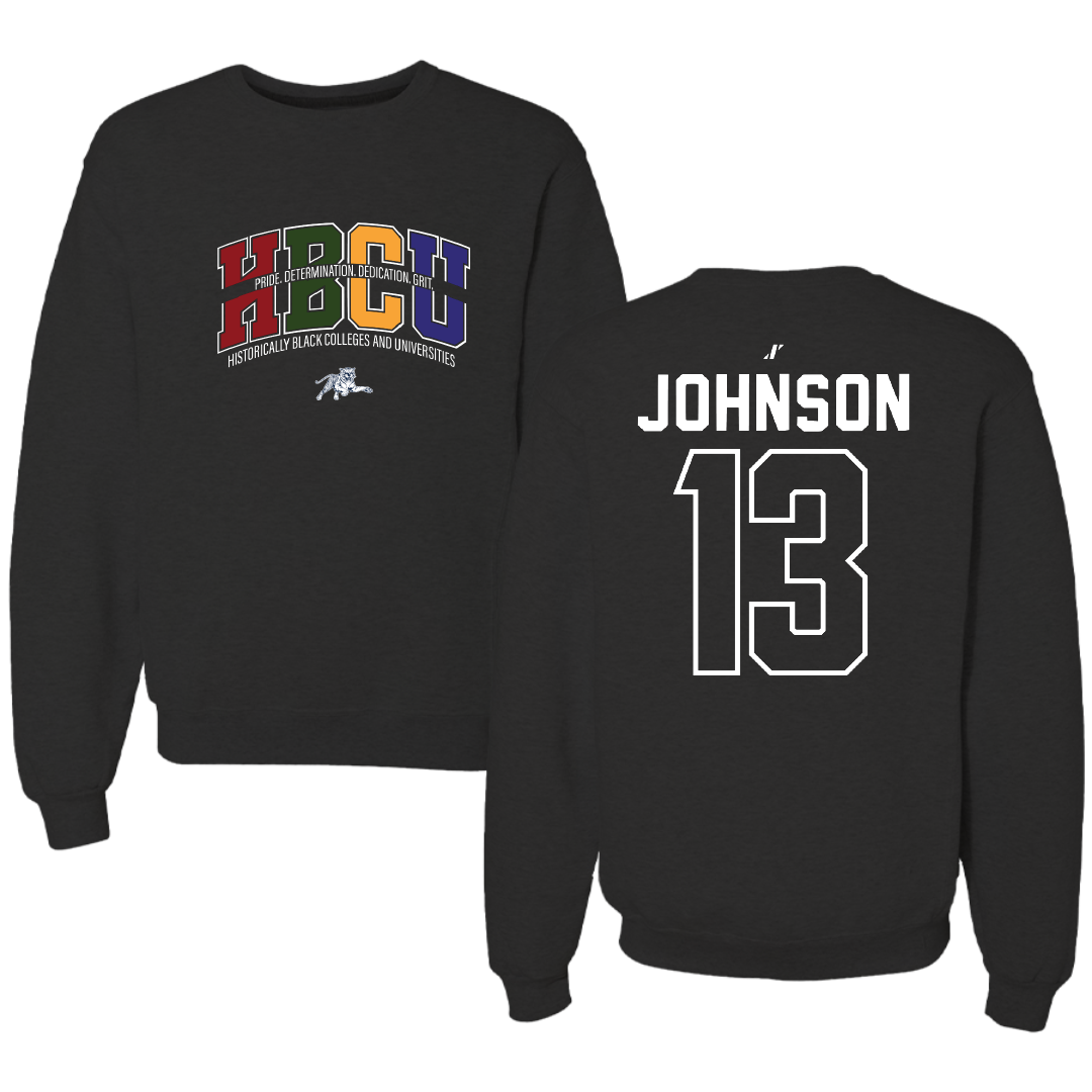 Jackson State University Football Black HBCU Crewneck - #13 Brandon Johnson