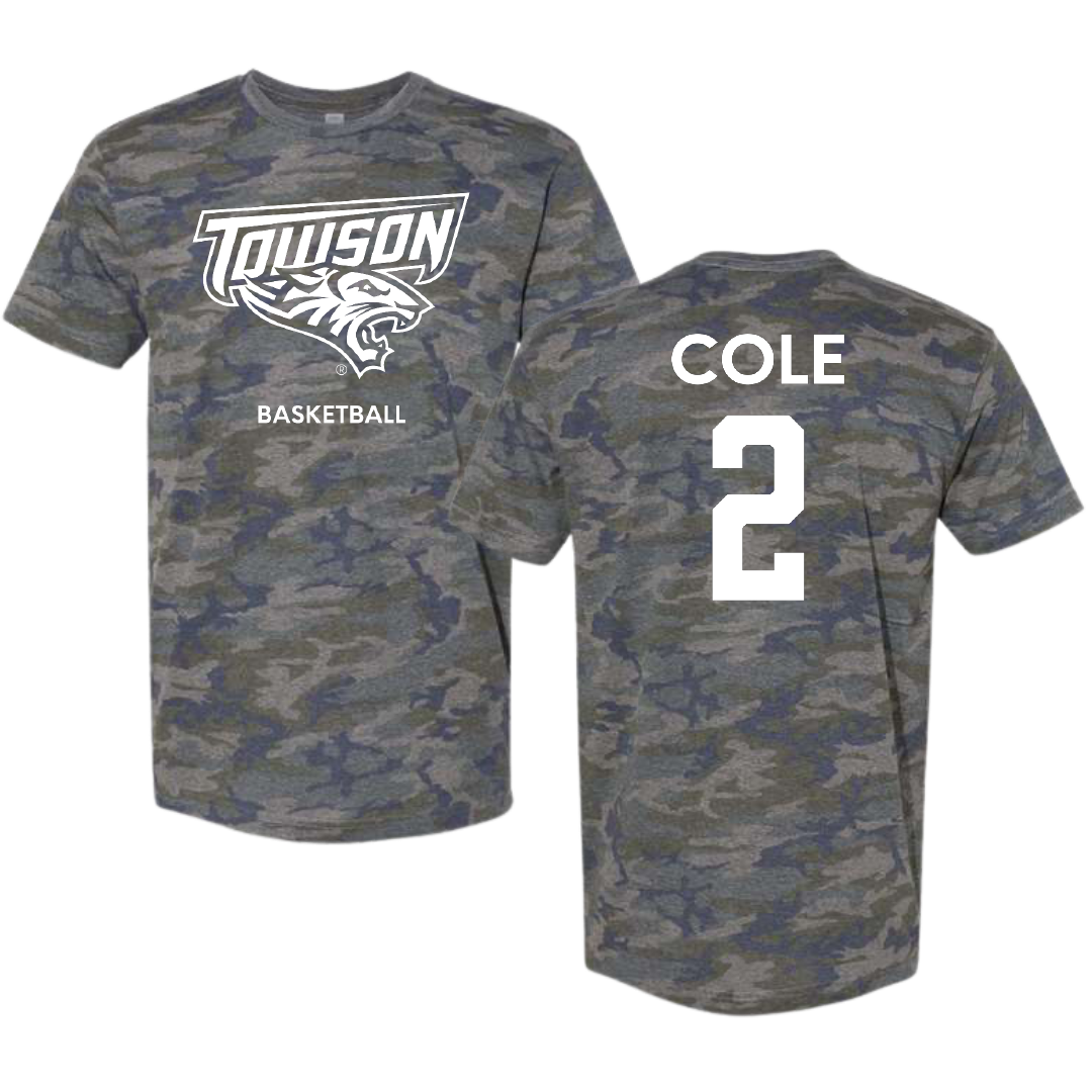 Towson University Basketball (M) Vintage Camo Tee - #2 Jaiden Cole