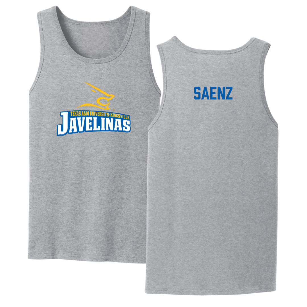 Texas A&M University-Kingsville Baseball Sport Gray Tank Top - Derek Saenz