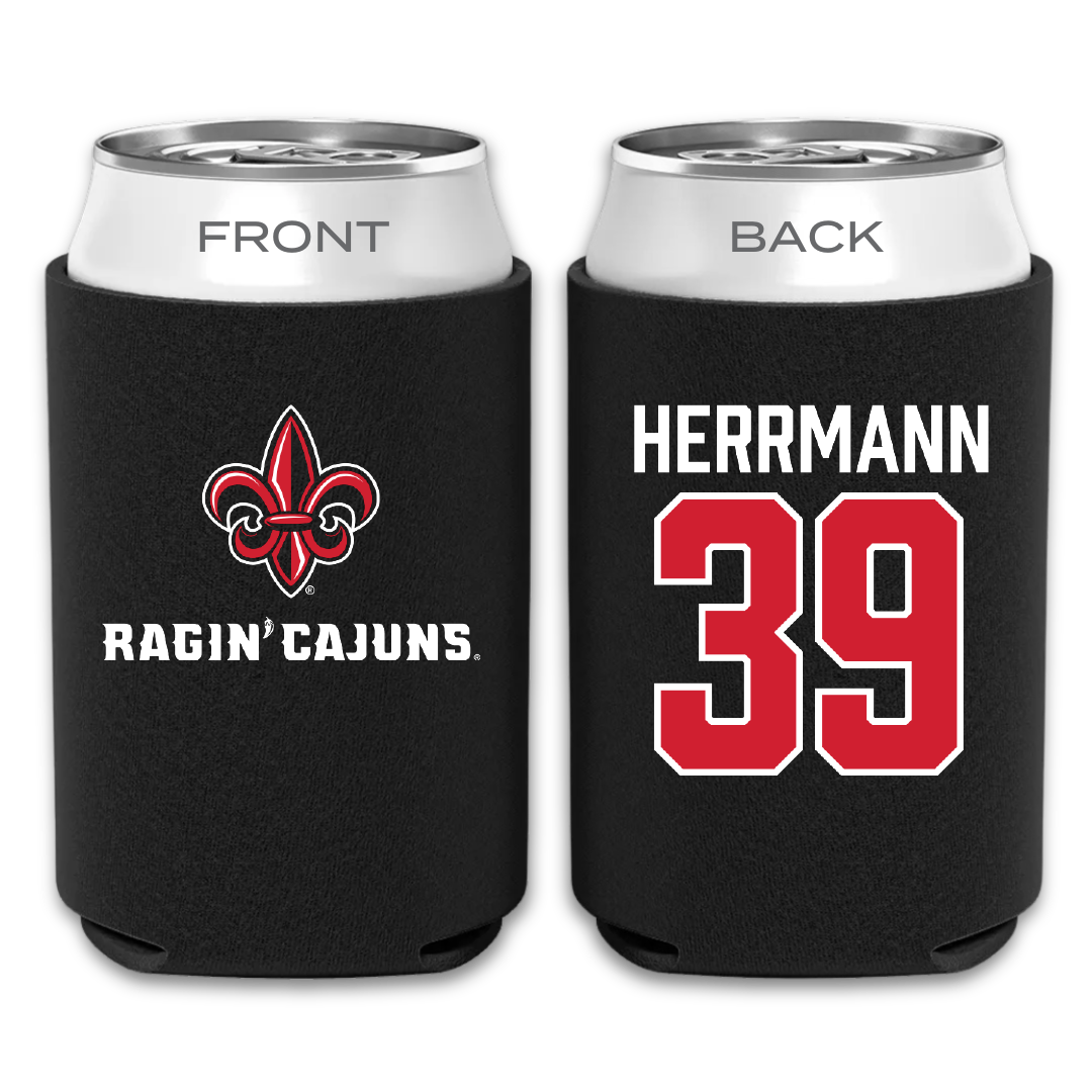 University of Louisiana at Lafayette Baseball Black Can Cooler - #39 Andrew Herrmann
