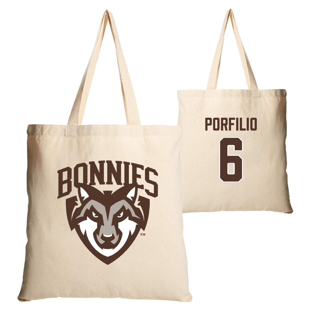 St. Bonaventure University Lacrosse Tan Canvas Tote Bag - #6 Nick Porfilio