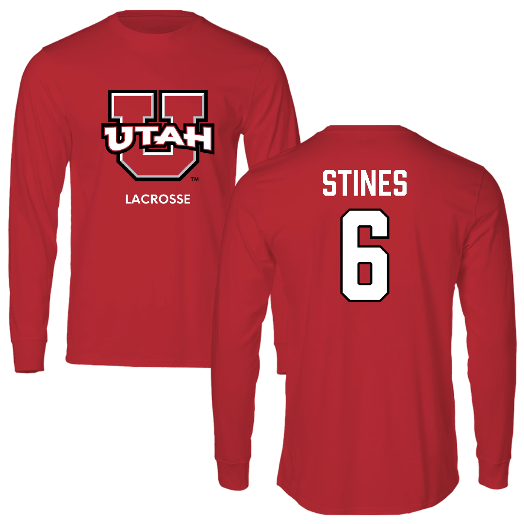 University of Utah Lacrosse (M) Red Utes Performance Long Sleeve - #6 Ryan Stines