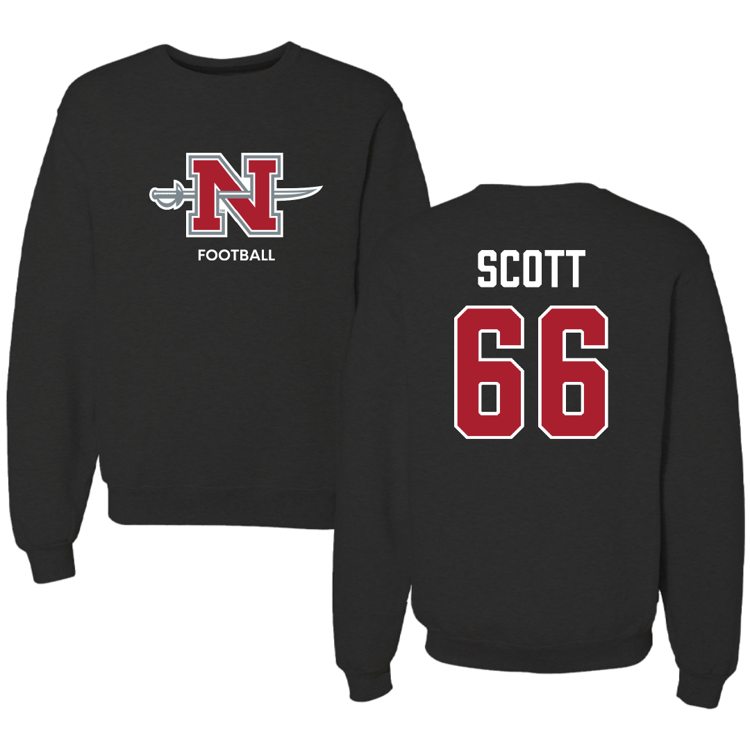 Nicholls State University Football Black Mascot Crewneck - #66 Sameij Scott