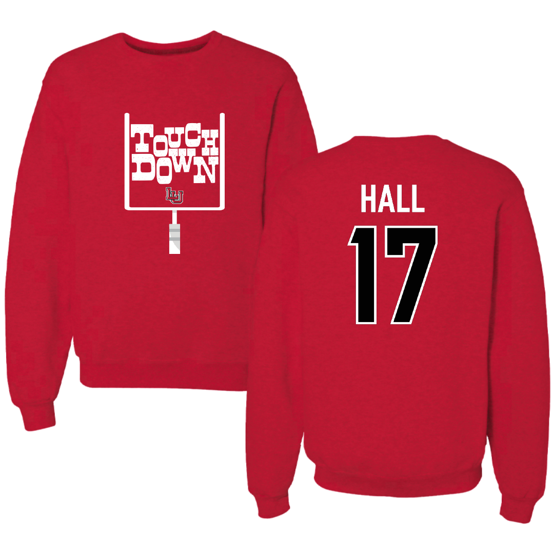 Lamar University Football Red Touchdown Crewneck - #17 Vontravious Hall