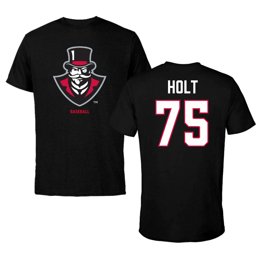 Austin Peay State University Baseball Black Tee - #75 Campbell Holt
