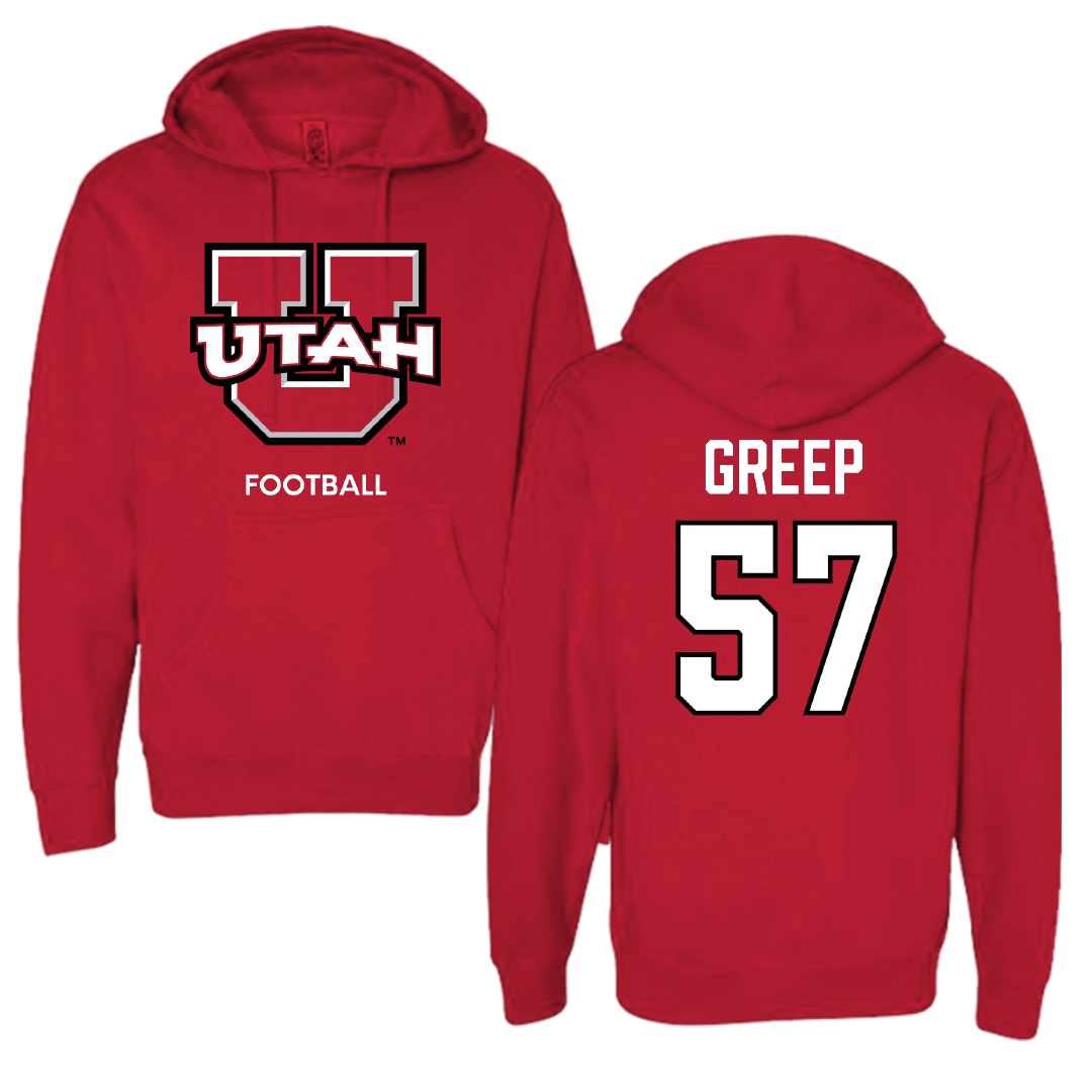 University of Utah Football Red Utes Hoodie - #57 JT Greep